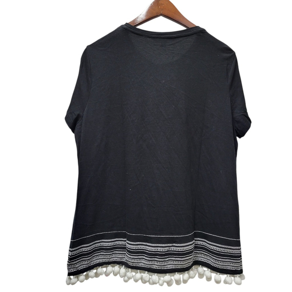 Lauren Ralph Lauren Short Sleeve W/Pom Pom Fringe Blouse Women's Size XL - Picture 9 of 9